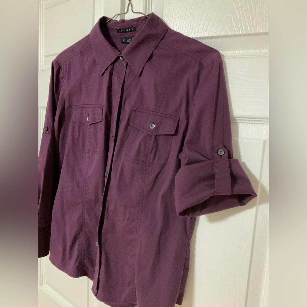 Theory purple fitted button-down